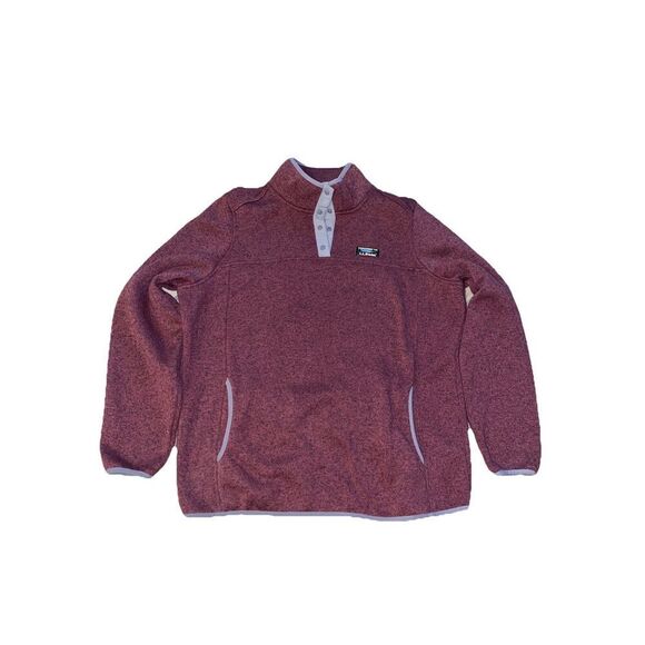 L.L. Bean Women’s Sweater Fleece Pullover SnapButton Polyester RoseColor XLG Reg - Picture 1 of 6